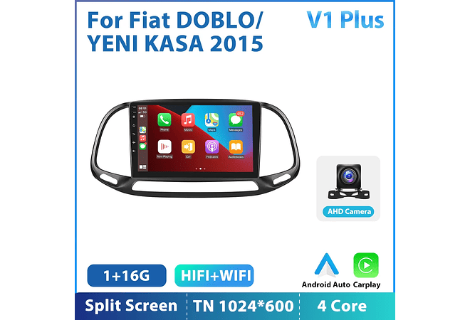 RD095 Android fiat doblo yeni kasa 2015 1GB a 8GB RAM e 16GB a 128GB ROM com ou sem Carplay