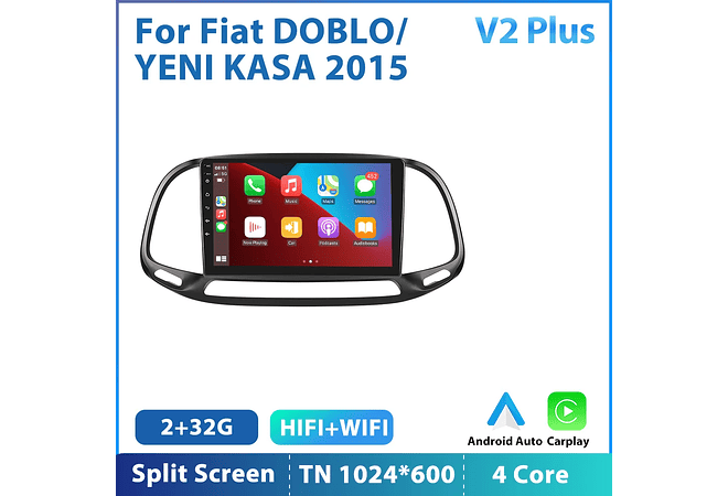 RD095 Android fiat doblo yeni kasa 2015 1GB a 8GB RAM e 16GB a 128GB ROM com ou sem Carplay
