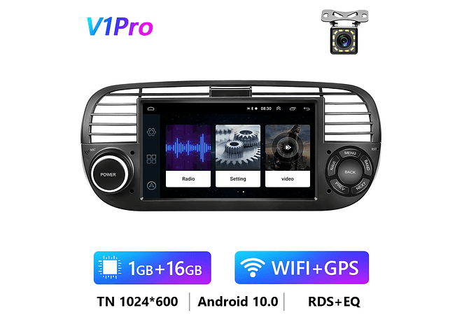 RD096 Android fiat 500 2018-2019 1GB a 8GB RAM e 16GB a 128GB ROM com ou sem Carplay8-2019 1GB a 8GB RAM e 16GB a 128GB ROM com ou sem Carplay