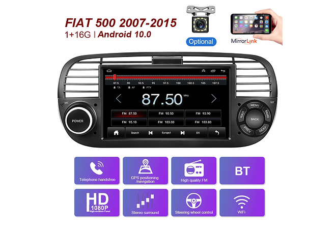 RD096 Android fiat 500 2018-2019 1GB a 8GB RAM e 16GB a 128GB ROM com ou sem Carplay8-2019 1GB a 8GB RAM e 16GB a 128GB ROM com ou sem Carplay