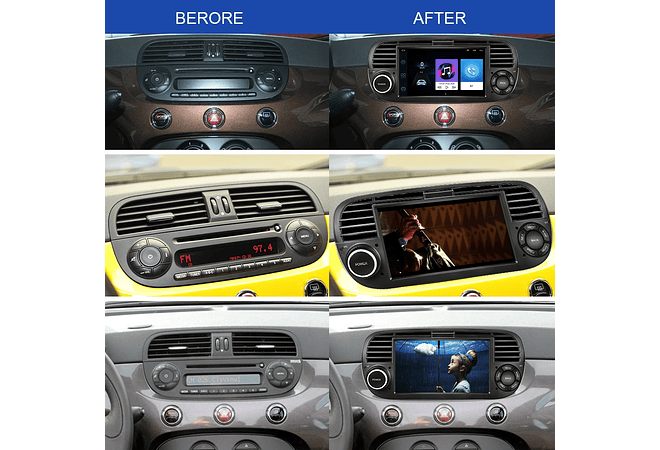 RD096 Android fiat 500 2018-2019 1GB a 8GB RAM e 16GB a 128GB ROM com ou sem Carplay8-2019 1GB a 8GB RAM e 16GB a 128GB ROM com ou sem Carplay