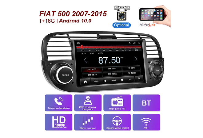 RD096 Android fiat 500 2018-2019 1GB a 8GB RAM e 16GB a 128GB ROM com ou sem Carplay8-2019 1GB a 8GB RAM e 16GB a 128GB ROM com ou sem Carplay