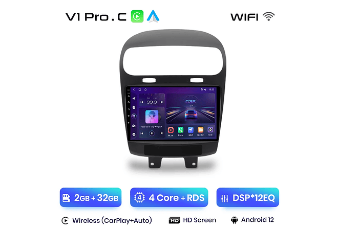 RD097 Android Fiat freemont 2012-2020 1GB a 8GB RAM e 16GB a 128GB ROM com ou sem Carplay