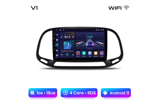 RD095 Android fiat doblo yeni kasa 2015 1GB a 8GB RAM e 16GB a 128GB ROM com ou sem Carplay