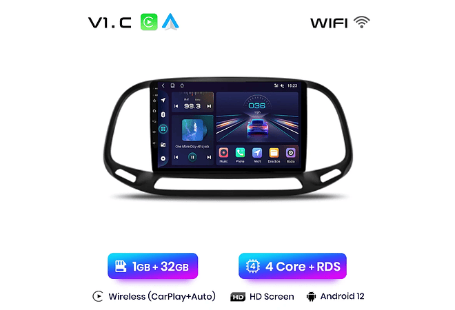 RD095 Android fiat doblo yeni kasa 2015 1GB a 8GB RAM e 16GB a 128GB ROM com ou sem Carplay