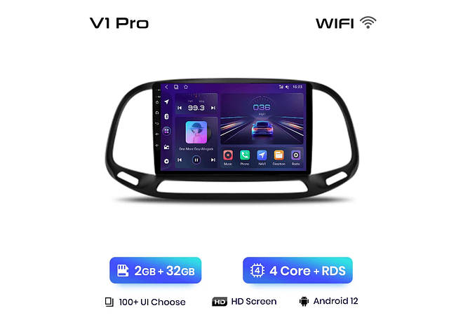 RD095 Android fiat doblo yeni kasa 2015 1GB a 8GB RAM e 16GB a 128GB ROM com ou sem Carplay