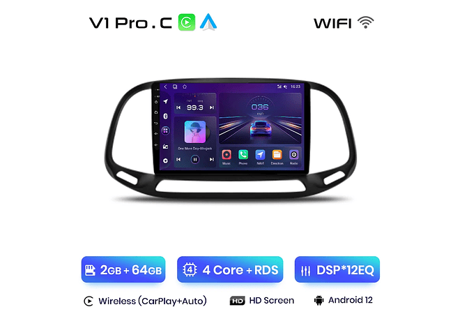 RD095 Android fiat doblo yeni kasa 2015 1GB a 8GB RAM e 16GB a 128GB ROM com ou sem Carplay