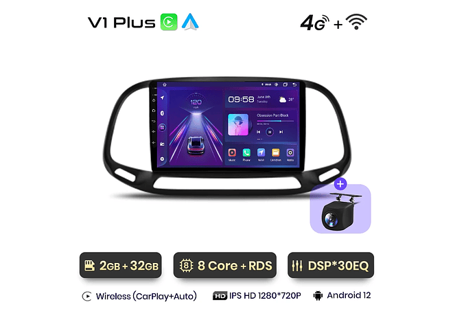 RD095 Android fiat doblo yeni kasa 2015 1GB a 8GB RAM e 16GB a 128GB ROM com ou sem Carplay