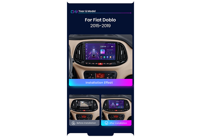 RD095 Android fiat doblo yeni kasa 2015 1GB a 8GB RAM e 16GB a 128GB ROM com ou sem Carplay