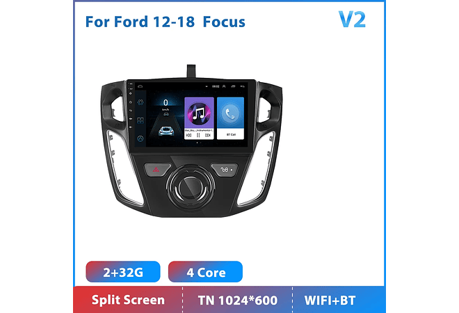 RD099 Android ford focus 2012-2018 1GB a 8GB RAM e 16GB a 128GB ROM com ou sem Carplay