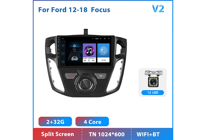 RD099 Android ford focus 2012-2018 1GB a 8GB RAM e 16GB a 128GB ROM com ou sem Carplay