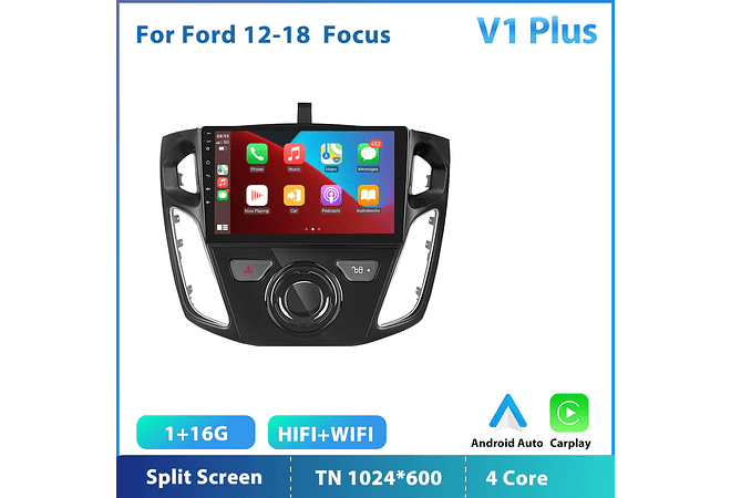 RD099 Android ford focus 2012-2018 1GB a 8GB RAM e 16GB a 128GB ROM com ou sem Carplay