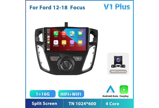 RD099 Android ford focus 2012-2018 1GB a 8GB RAM e 16GB a 128GB ROM com ou sem Carplay