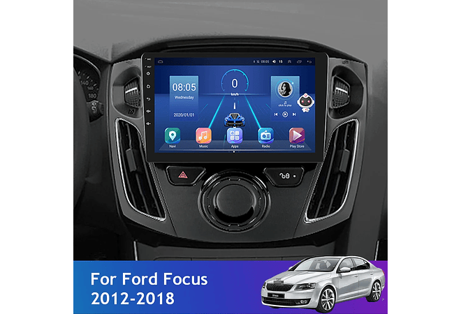 RD099 Android ford focus 2012-2018 1GB a 8GB RAM e 16GB a 128GB ROM com ou sem Carplay