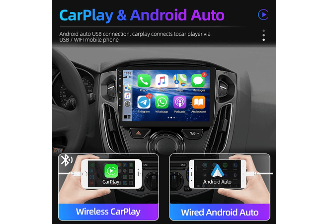 RD099 Android ford focus 2012-2018 1GB a 8GB RAM e 16GB a 128GB ROM com ou sem Carplay