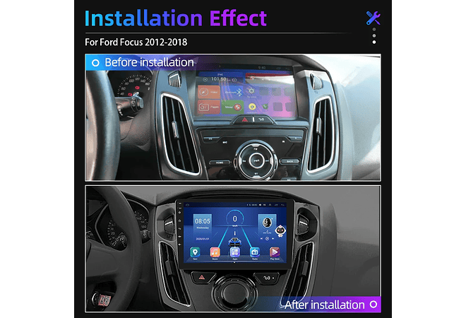 RD099 Android ford focus 2012-2018 1GB a 8GB RAM e 16GB a 128GB ROM com ou sem Carplay