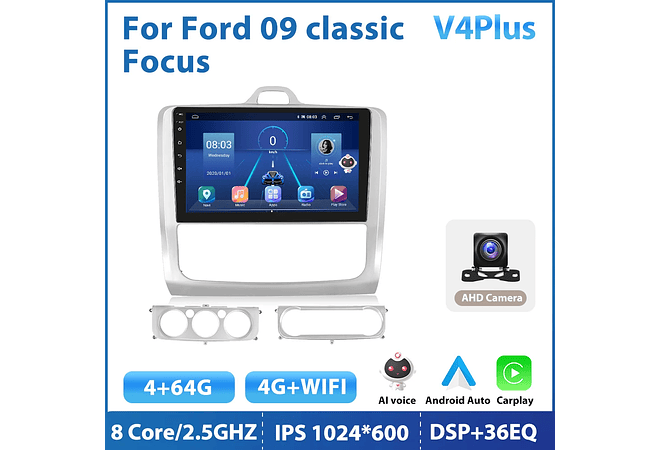 RD102 Android ford focus 2 mk2 2004-2011 1GB a 8GB RAM e 16GB a 128GB ROM com ou sem Carplay
