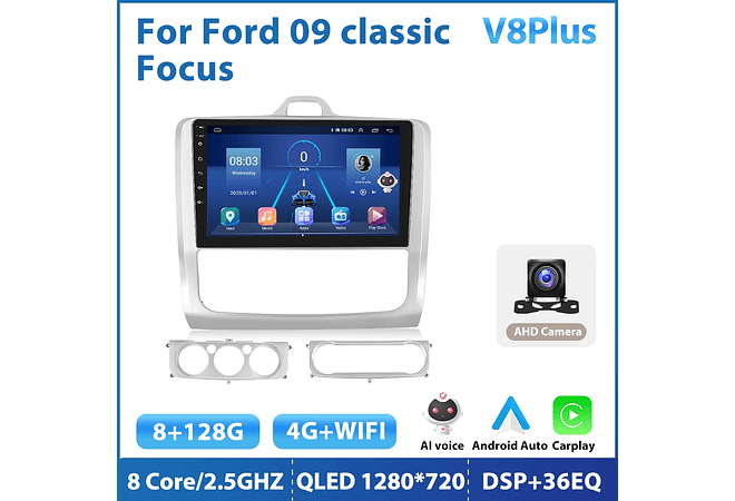 RD102 Android ford focus 2 mk2 2004-2011 1GB a 8GB RAM e 16GB a 128GB ROM com ou sem Carplay