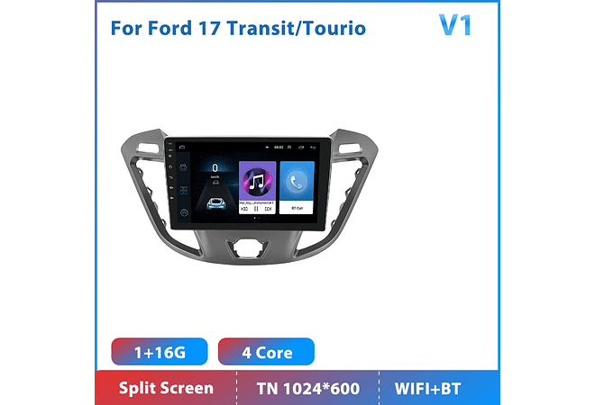 RD104 Android ford transit tourneo 2017 1GB a 8GB RAM e 16GB a 128GB ROM com ou sem Carplay