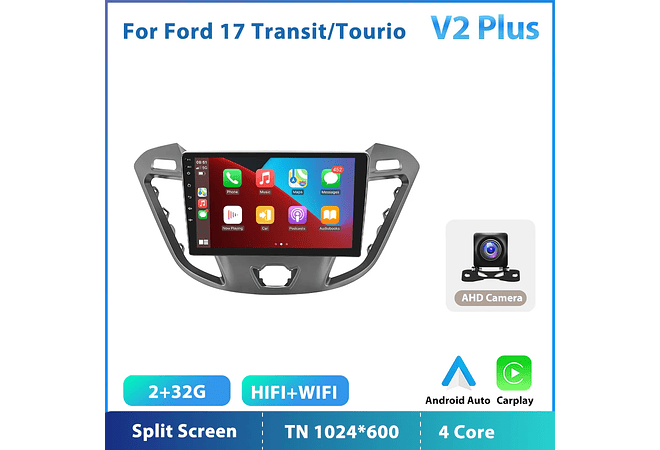 RD104 Android ford transit tourneo 2017 1GB a 8GB RAM e 16GB a 128GB ROM com ou sem Carplay
