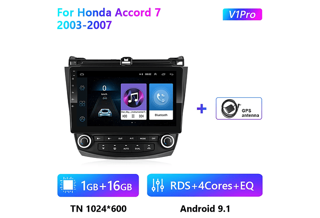 RD106 Android honda accord 7 2003-2007 1GB a 8GB RAM e 16GB a 128GB ROM com ou sem Carplay
