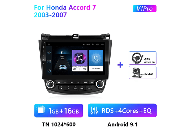 RD106 Android honda accord 7 2003-2007 1GB a 8GB RAM e 16GB a 128GB ROM com ou sem Carplay