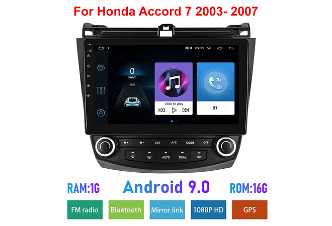 RD106 Android honda accord 7 2003-2007 1GB a 8GB RAM e 16GB a 128GB ROM com ou sem Carplay
