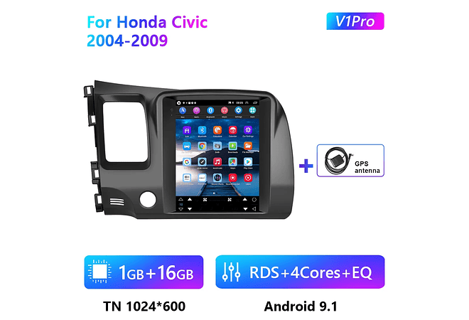 RD108 Android honda civic 2004-2009 1GB a 8GB RAM e 16GB a 128GB ROM com ou sem Carplay