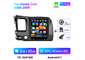 RD108 Android honda civic 2004-2009 1GB a 8GB RAM e 16GB a 128GB ROM com ou sem Carplay