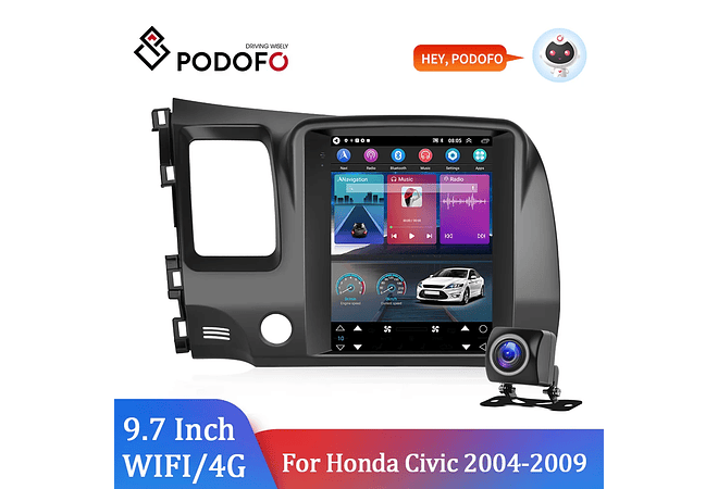 RD108 Android honda civic 2004-2009 1GB a 8GB RAM e 16GB a 128GB ROM com ou sem Carplay