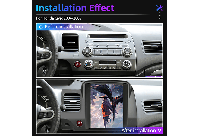 RD108 Android honda civic 2004-2009 1GB a 8GB RAM e 16GB a 128GB ROM com ou sem Carplay