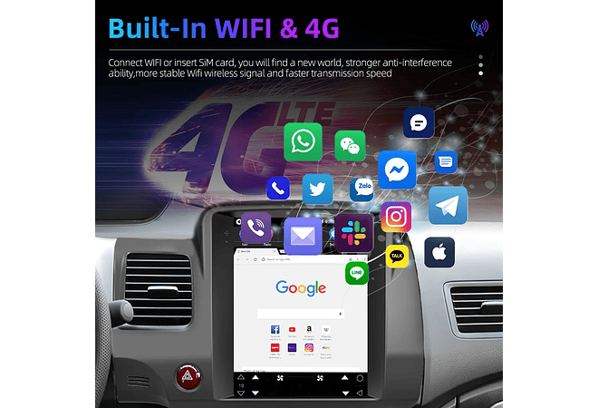 RD108 Android honda civic 2004-2009 1GB a 8GB RAM e 16GB a 128GB ROM com ou sem Carplay