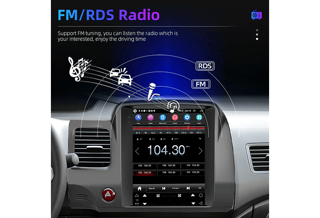 RD108 Android honda civic 2004-2009 1GB a 8GB RAM e 16GB a 128GB ROM com ou sem Carplay