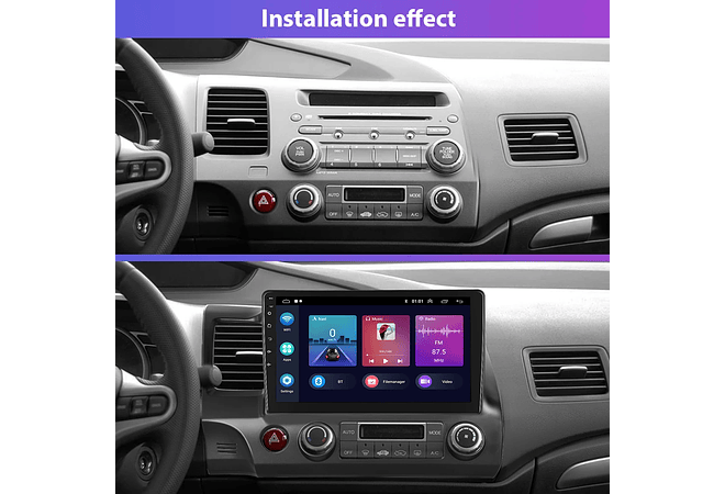 RD109 Android honda civic 2006-2011 1GB a 8GB RAM e 16GB a 128GB ROM com ou sem Carplay