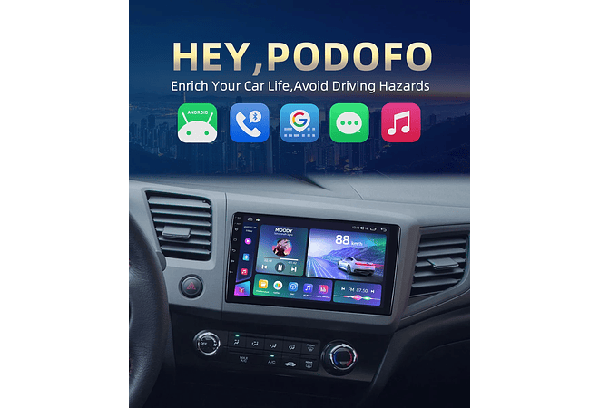 RD110 Android honda civic 2012-2015 1GB a 8GB RAM e 16GB a 128GB ROM com ou sem Carplay