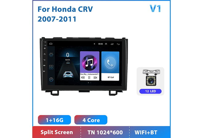 RD112 Android honda crv CR-V 2007-2011 1GB a 8GB RAM e 16GB a 128GB ROM com ou sem Carplay
