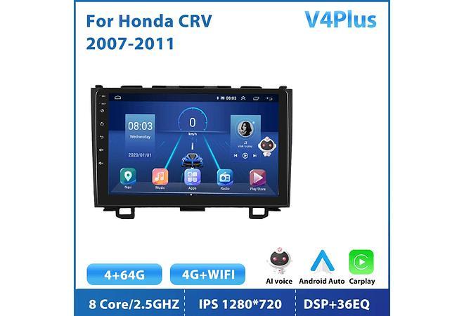 RD112 Android honda crv CR-V 2007-2011 1GB a 8GB RAM e 16GB a 128GB ROM com ou sem Carplay