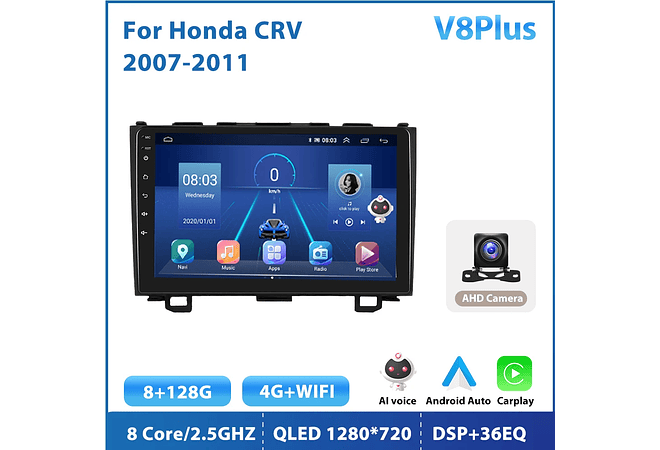 RD112 Android honda crv CR-V 2007-2011 1GB a 8GB RAM e 16GB a 128GB ROM com ou sem Carplay