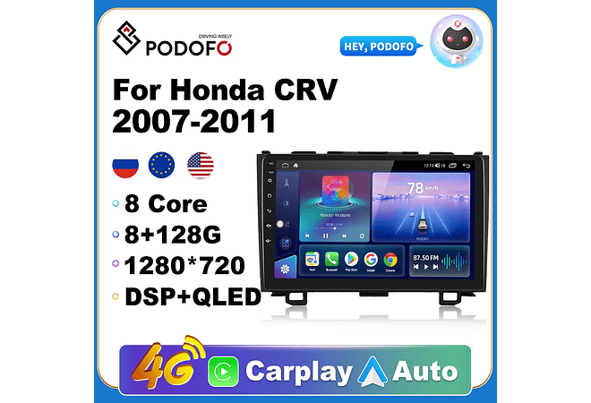 RD112 Android honda crv CR-V 2007-2011 1GB a 8GB RAM e 16GB a 128GB ROM com ou sem Carplay