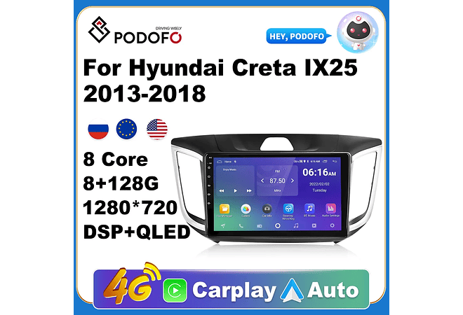 RD113 Android hyundai creta ix25 2013-2018 1GB a 8GB RAM e 16GB a 128GB ROM com ou sem Carplay