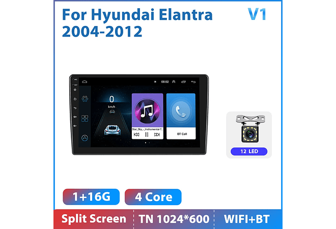 RD114 Android hyundai elantra 2004-2012 1GB a 8GB RAM e 16GB a 128GB ROM com ou sem Carplay
