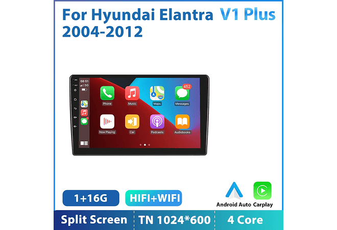 RD114 Android hyundai elantra 2004-2012 1GB a 8GB RAM e 16GB a 128GB ROM com ou sem Carplay