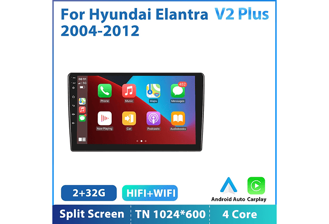 RD114 Android hyundai elantra 2004-2012 1GB a 8GB RAM e 16GB a 128GB ROM com ou sem Carplay