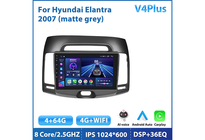 RD115 Android hyundai elantra 2007 1GB a 8GB RAM e 16GB a 128GB ROM com ou sem Carplay