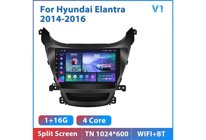 RD117 Android hyundai elantra 2014-2016 1GB a 8GB RAM e 16GB a 128GB ROM com ou sem Carplay