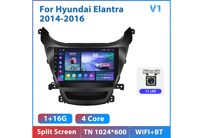 RD117 Android hyundai elantra 2014-2016 1GB a 8GB RAM e 16GB a 128GB ROM com ou sem Carplay