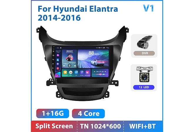 RD117 Android hyundai elantra 2014-2016 1GB a 8GB RAM e 16GB a 128GB ROM com ou sem Carplay