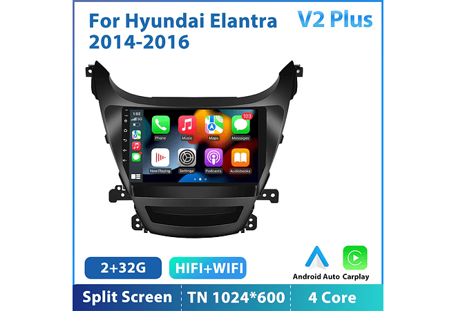 RD117 Android hyundai elantra 2014-2016 1GB a 8GB RAM e 16GB a 128GB ROM com ou sem Carplay