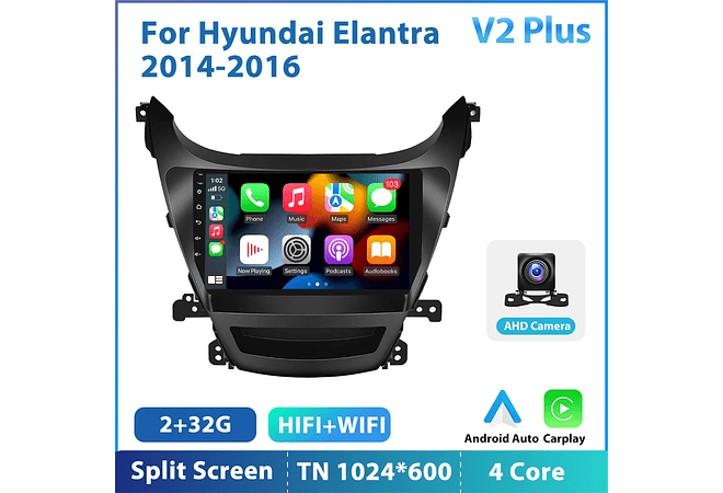 RD117 Android hyundai elantra 2014-2016 1GB a 8GB RAM e 16GB a 128GB ROM com ou sem Carplay