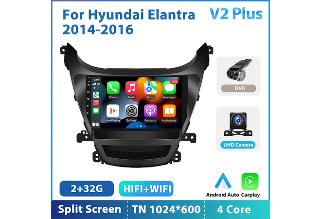 RD117 Android hyundai elantra 2014-2016 1GB a 8GB RAM e 16GB a 128GB ROM com ou sem Carplay